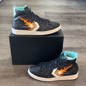 Converse x NBA Jam Pro Black Leather Shoes He's On Fire! - Men's Size 10.5